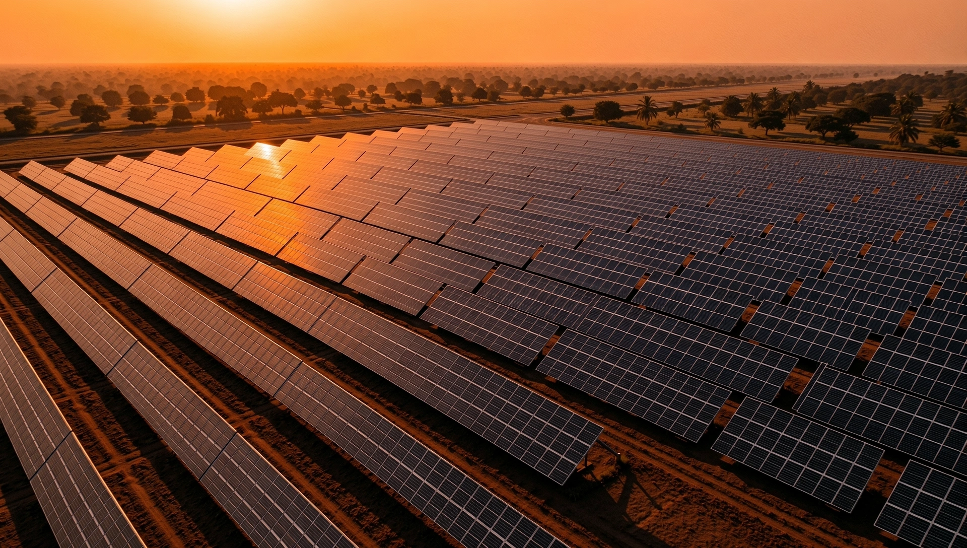 Infrastructure Solaire à Douala au lever du soleil