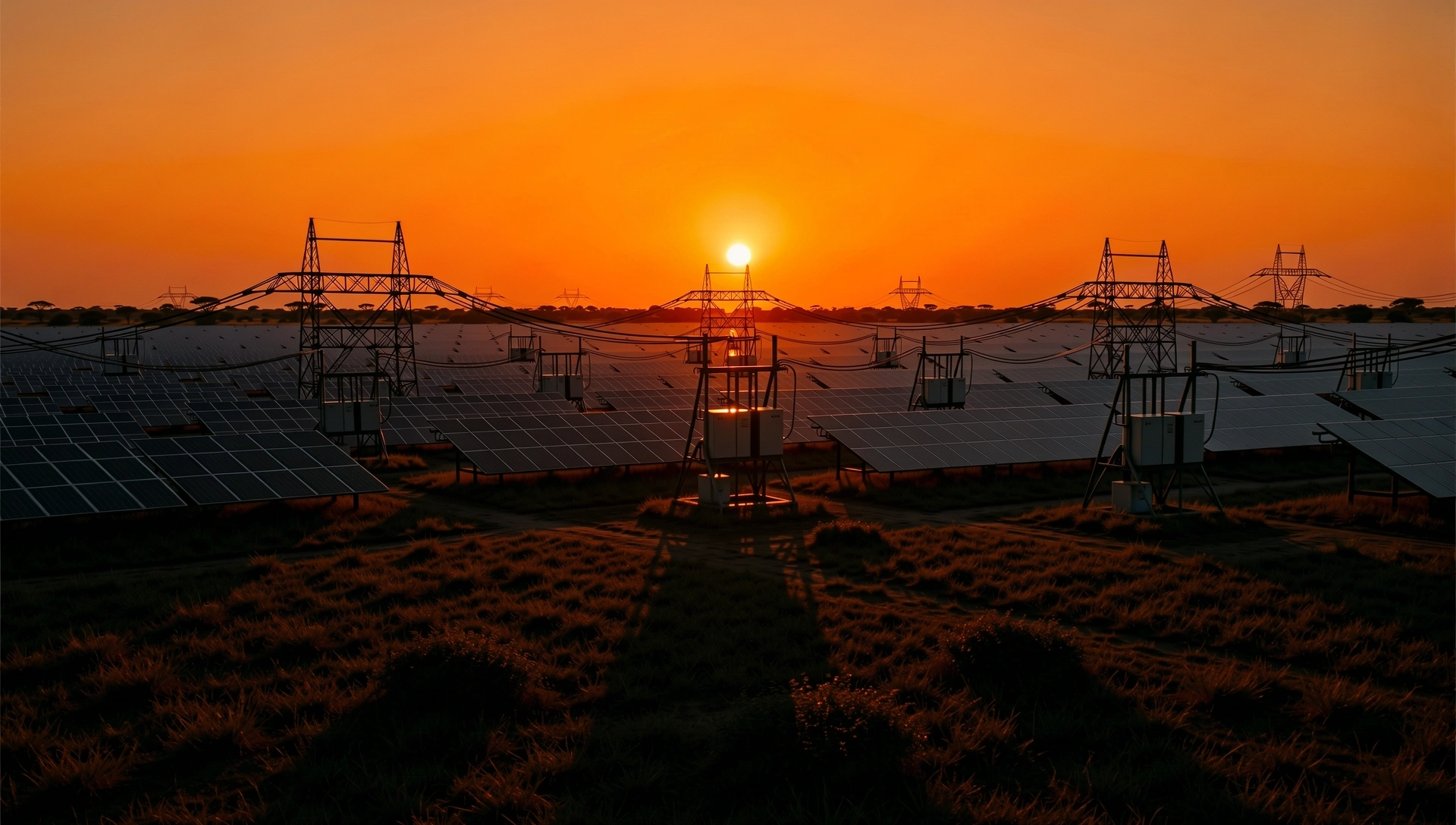 Infrastructure énergétique au lever du soleil